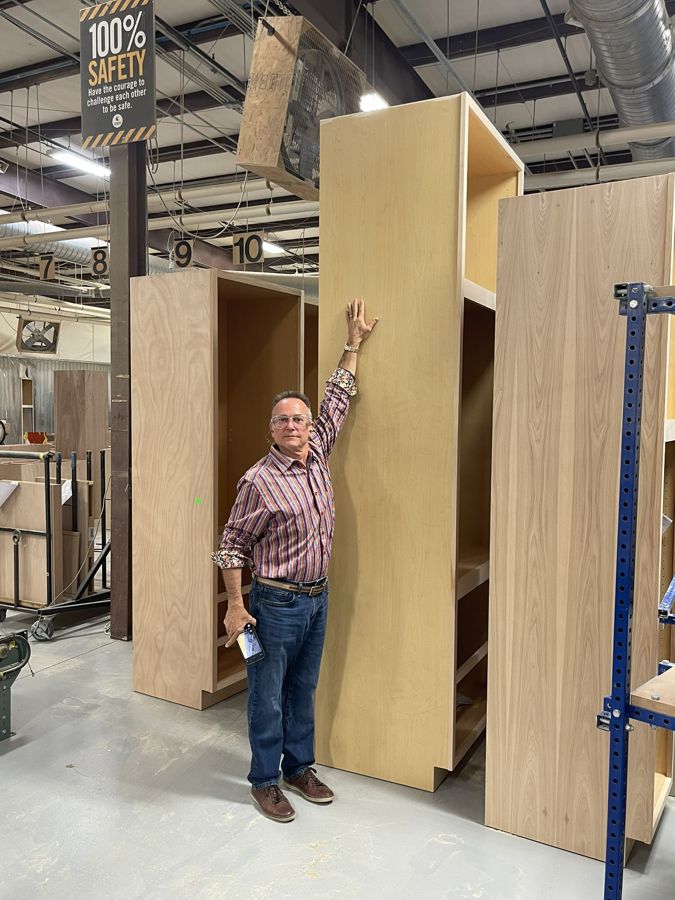 A 120-inch tall framed cabinet